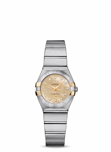 Omega Constellation Quartz 24 Brushed Stainless Steel / Gold Claws / Champagne MOP 123.20.24.60.57.002 (12320246057002)